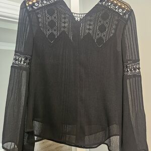 Karen Millen Black Lace Detail Blouse